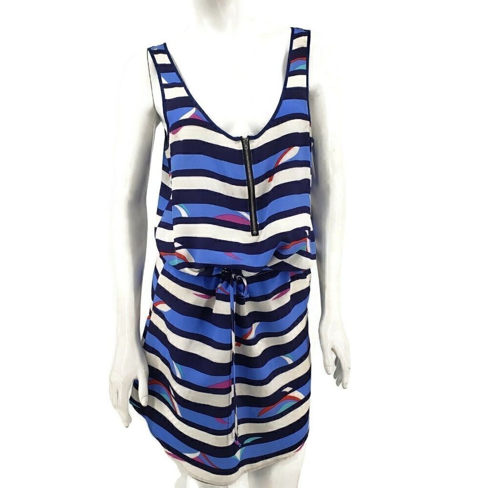 Yumi Kim Silk Dress Womens Large Blue White Striped Tank